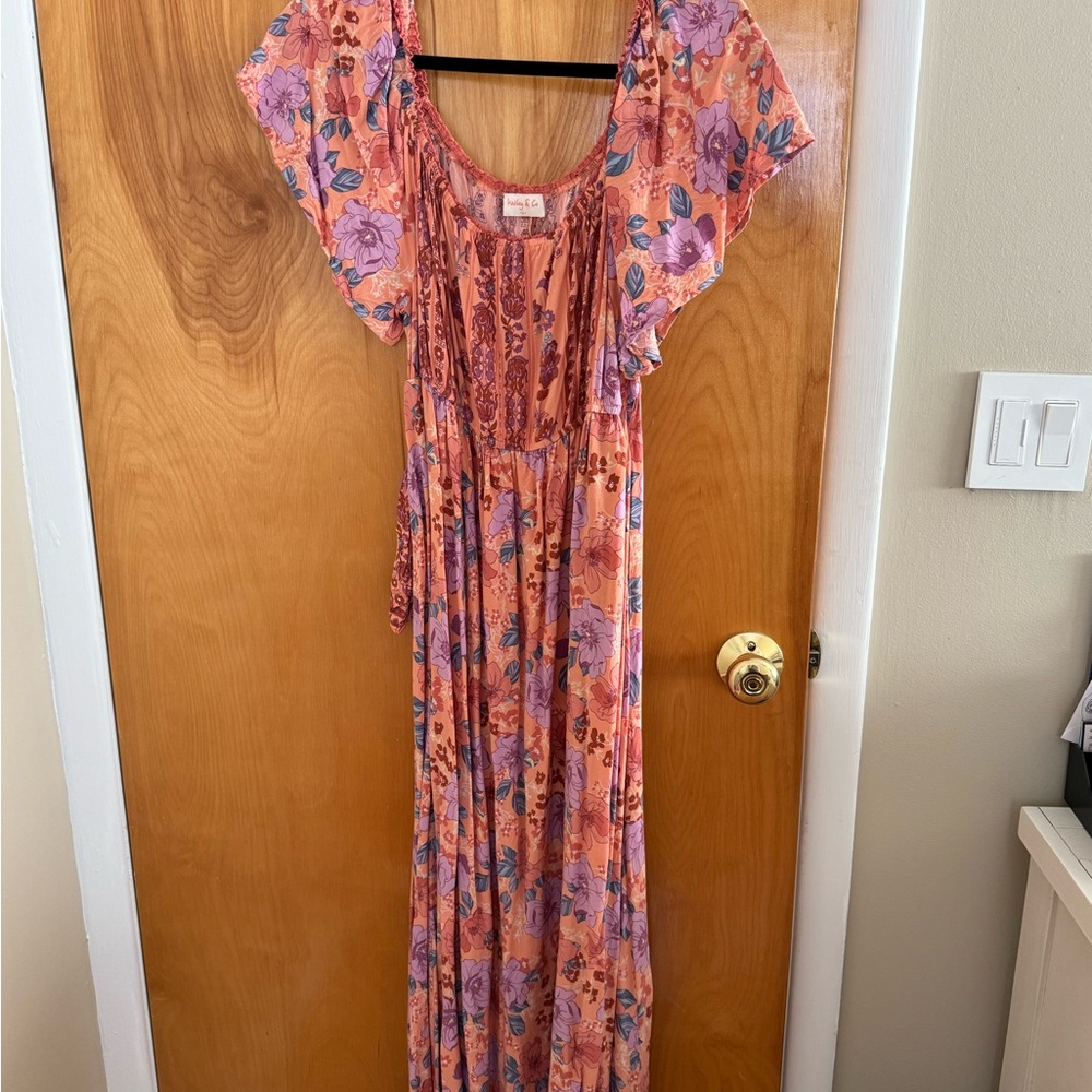 PinkBlush Tropical Summer Maxi Dress Pockets - Picture 3 of 6